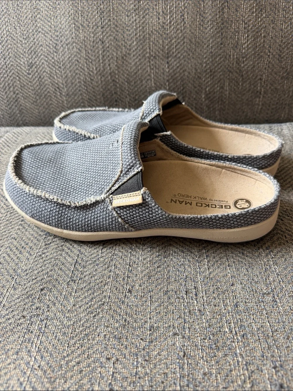 Gecko Man by walk Hero Men's Blue Canvas Arch Support Slippers Size: 8